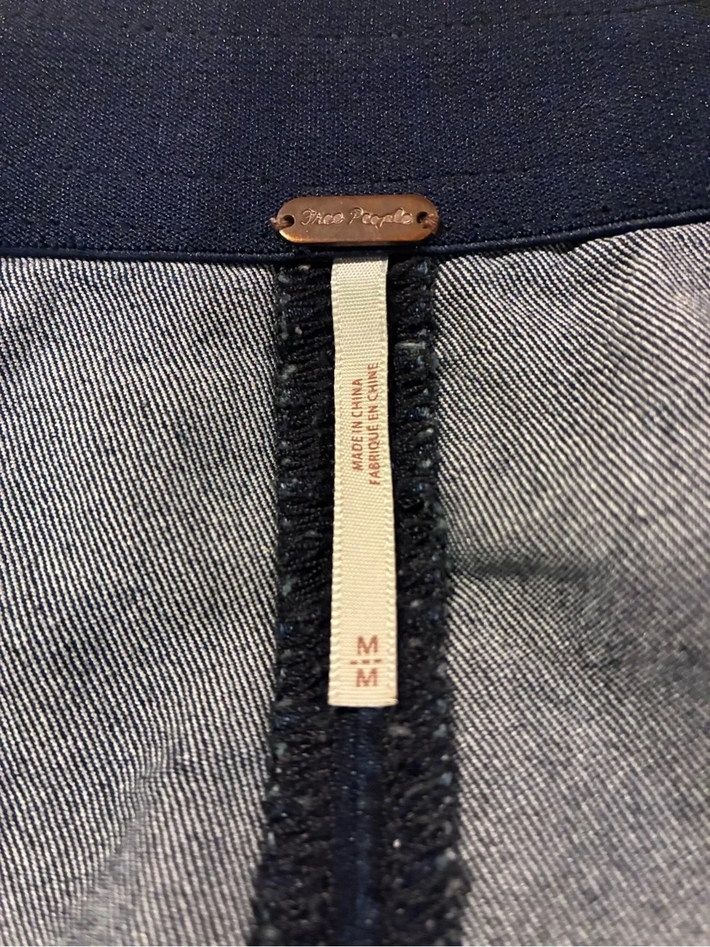 Free People Dark Blue Denim Mini Skirt with Front Side Slit